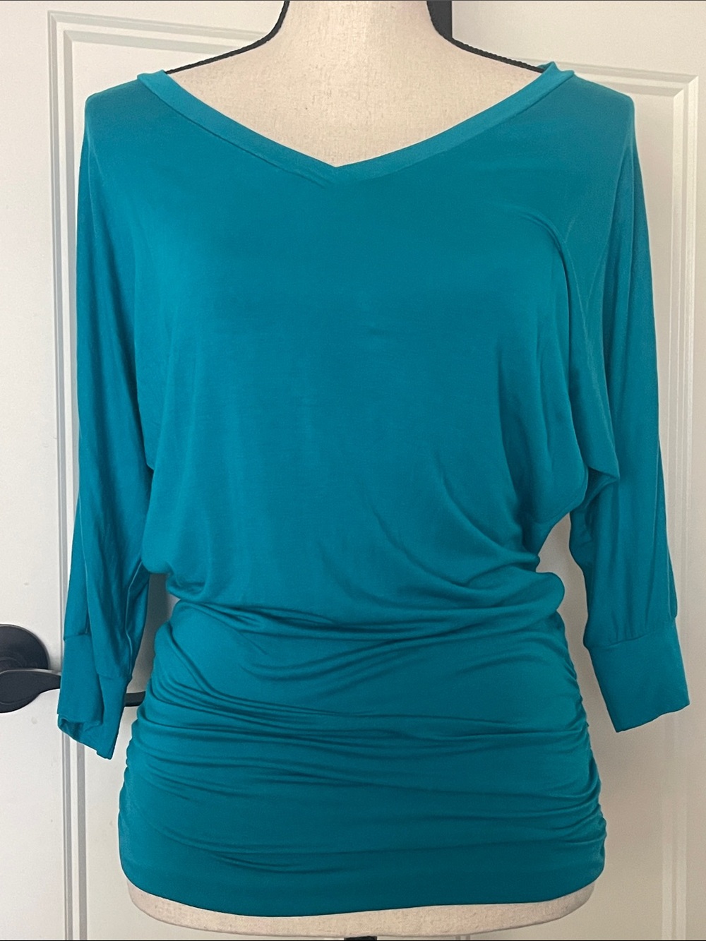 Made by Johnny Women’s V-Neck Dolman Sleeve Top in Teal